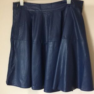 Navy faux leather skater skirt. NWOT-Large